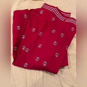 Talbots Red Pants with Anchor Embroidery